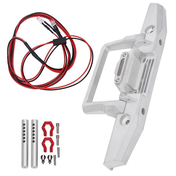 RC frontfanger med LED-lystilbehørssett passer for SCX10/TRX 1/10 RC bilmodell Sølv