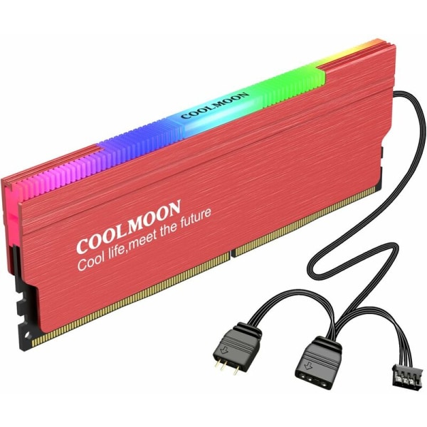 Cool Moon ARGB Memory Vest Desktop Computer Hukommelse Heatsink 5V Shenguang Synchronous Magic Color Memory Shell Rød