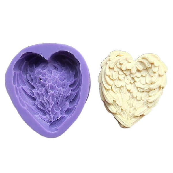 3D Hjerteformet Fjer Boligindretning Epoxyharpiksform Ornament Silikoneform[LD]