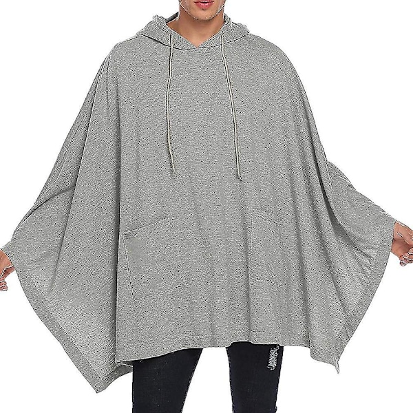 Unisex Grå Huva Poncho Cape Mode Rock Hoodie Pullover