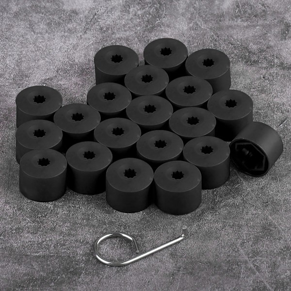 20 st 17 mm Muttrar Bilhjul Navskruv Skydd Stöldskyddsskydd Kapsel Svart
