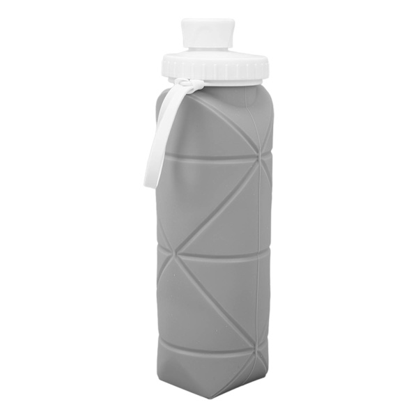 600 ml hopfällbar vattenflaska livsmedelsklassad silikon Läckagesäker Lätt resevattenflaska för gym Camping Sport Grå