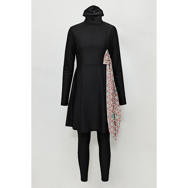 Svart Burkini - Helkroppsdress för simning - XL