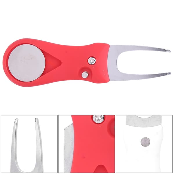 304 Stainless Steel ABS Plastic Handle Golf Spring Divot Repair Pitch Putting Fork Tool for Training Practice Red