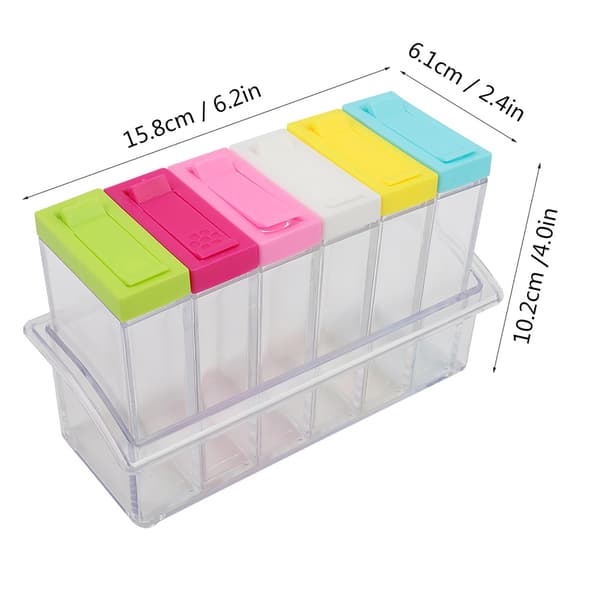 Transparent Plastic Spice Bottles Jars 6 Grids Set Kitchen Utensil Accessories
