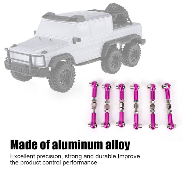 6 kpl Säädettävät Servolinkit Vetovarsisetti RC-autolle 1/10 Buggy Touring Car 47mm Tarvikkeet violetti