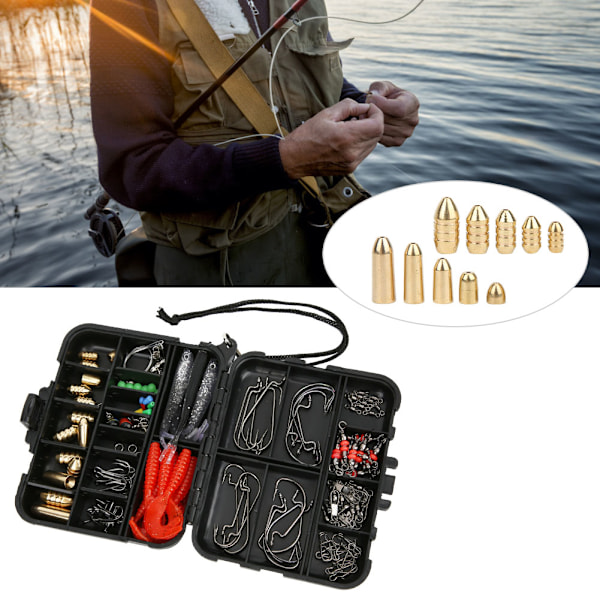 138 delar Fiskebete Haken Koppar Färg Sänken Vikter Mjuka Beten Fiskeutrustning Tillbehör Kit