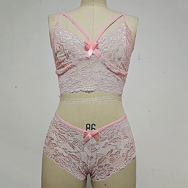 Mesh Lingerie Sæt - Sexy Gennemsigtig Teddy Kostume - Pink