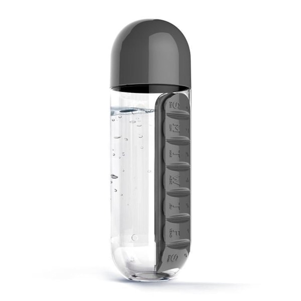 600 ml vattenflaska med pillerlåda 2 i 1 bärbar 7 dagars Planner Box Resemedicinskåp Behållare