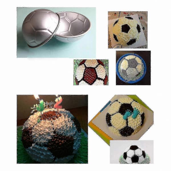 3D fodboldkageform 8 tommer, halvkugleformet bageform i aluminiumslegering til fødselsdagsfest Silver