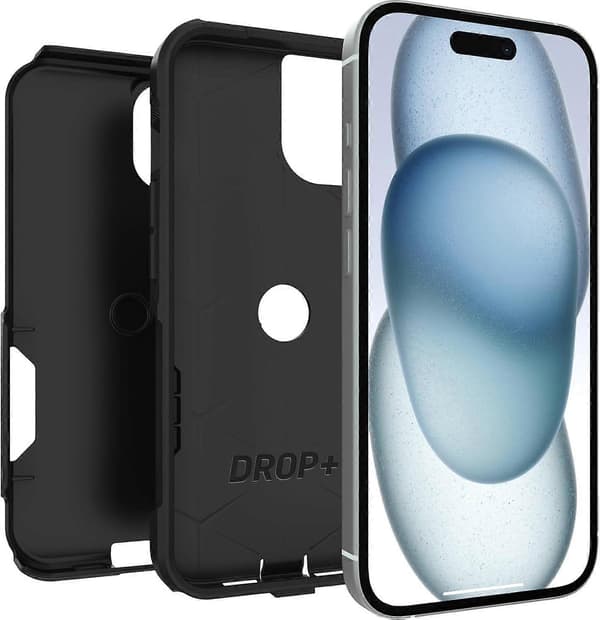OtterBox iPhone 15, 14 og 13 Commuter Series mobildeksel – svart, tynt og (iPhone 16)
