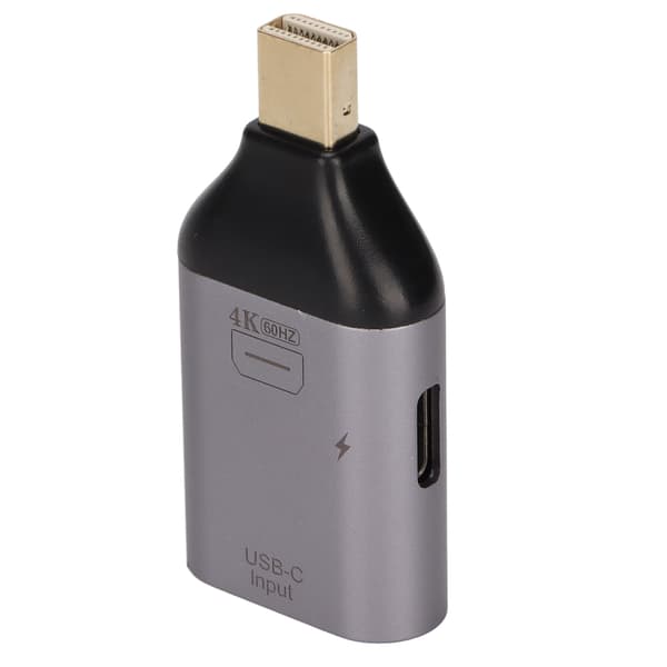 USB-C til Mini DisplayPort-adapter med 4K 60Hz opløsning og strømforsyning