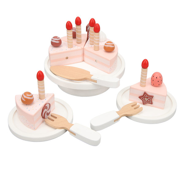 Leker kake sett Simulering dekorasjon leker kutte bursdagskake sett med lys Kniver