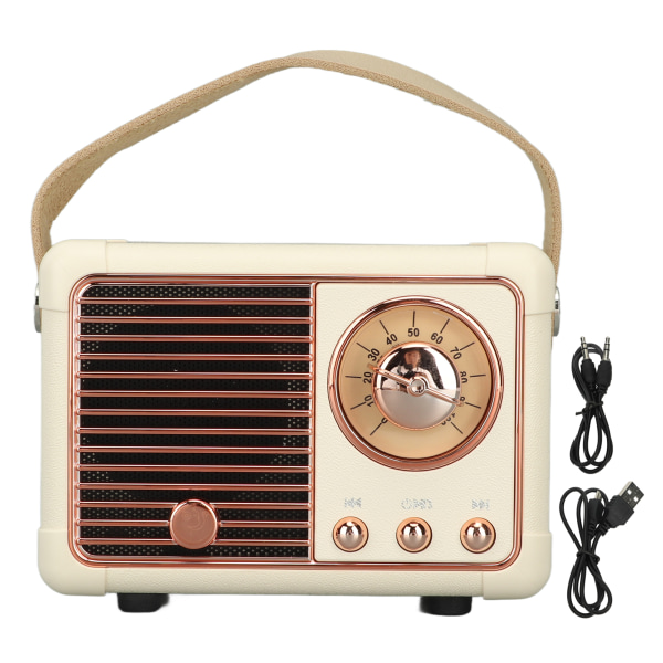 Retro Bluetooth-högtalare Vintage Inredning Old Fashion Style Mini Bärbar Trådlös Högtalare för Kök Skrivbord Sovrum Kontor Utomhus Vit