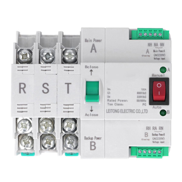 Automatisk överföringsbrytare Dual Power 3P Controller AC400V Rail Mount for Factory Farm 100A