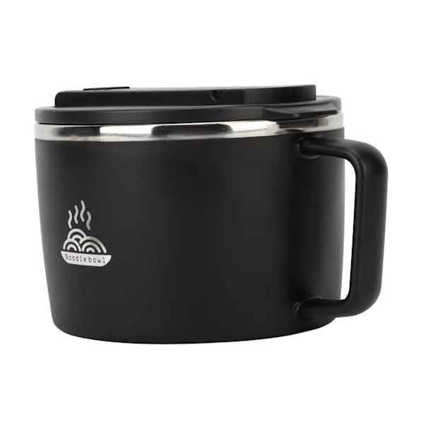 Nuddelskål med pinde og Spork 1200ml 304 rustfrit stål Bærbar Ramen Spisekål med låg til kontor