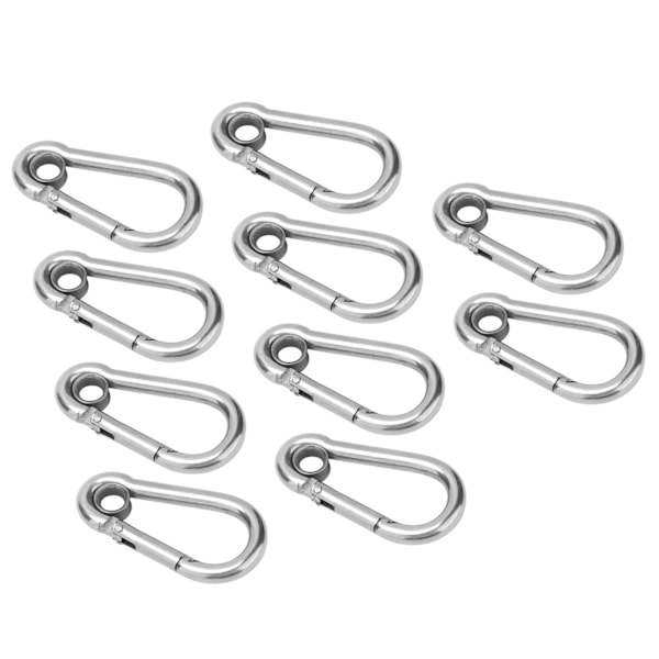 10st Snap Krok Rostfritt stål Säkerhetsrep Fjäder Karbinhake Hängande spänne TillbehörM5(5mm)