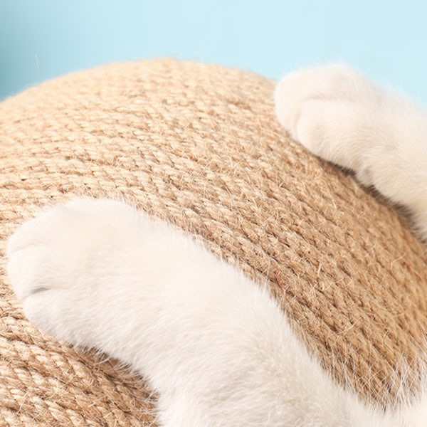 Katt skrapa boll på stativ Interaktiv massivt trä scratcher husdjur leksak med sisal rep V-formad S
