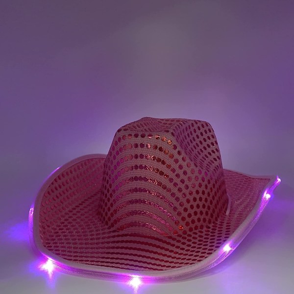 2 stk. Lysende Cowgirl Hat Paljetter EVA Cowboy Hat Halloween Jul Cow Girl Dress Up Kostume Tilbehør Sjove Fest Hatte