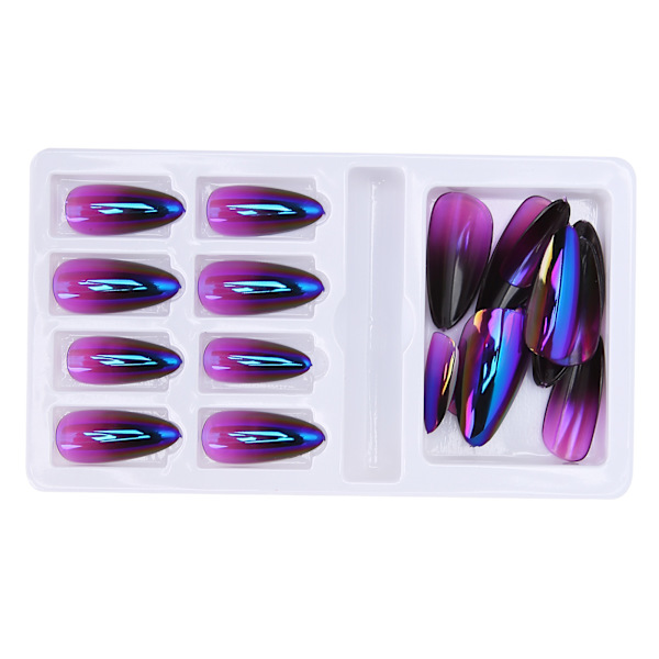 Gradient, spetsiga falska naglar tips, färgade heltäckande konstnaglar med nagelfilF745-20