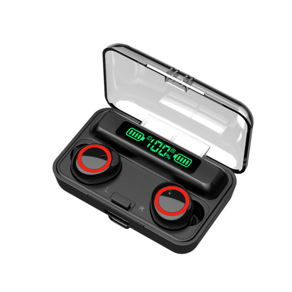 Bluetooth headset F9 Bluetooth headset binaural TWS trådløst 5.0 batteri display touch 5.0-X black red