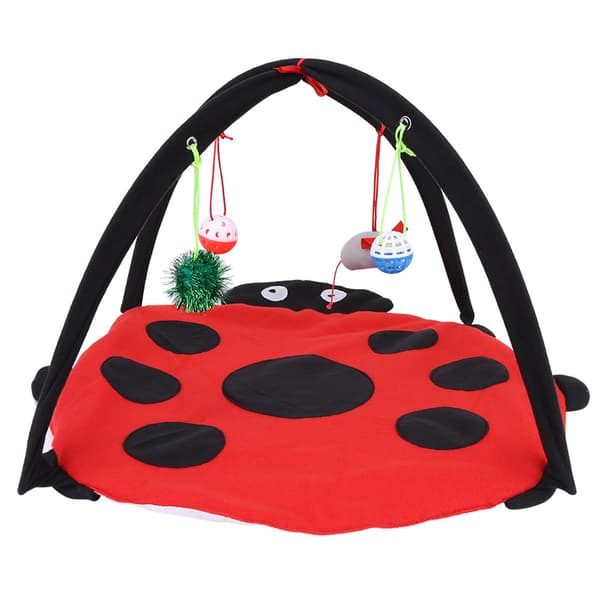 Foldable Cat Activity Play Mat Tent Multifunction Pet Bed with Hanging Toy Balls