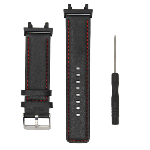 Klockband PU-läder Andningsbart ersättningsklockarmband med fjäderstångsverktyg för T Rex 2 Svart