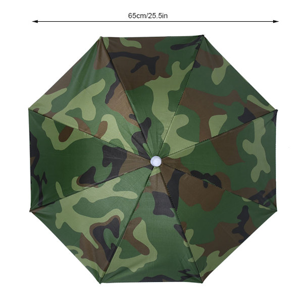 65 cm solskyddsmedel Vindtätt huvudmonterat paraply, hopfällbar hattparaply (kamouflage)