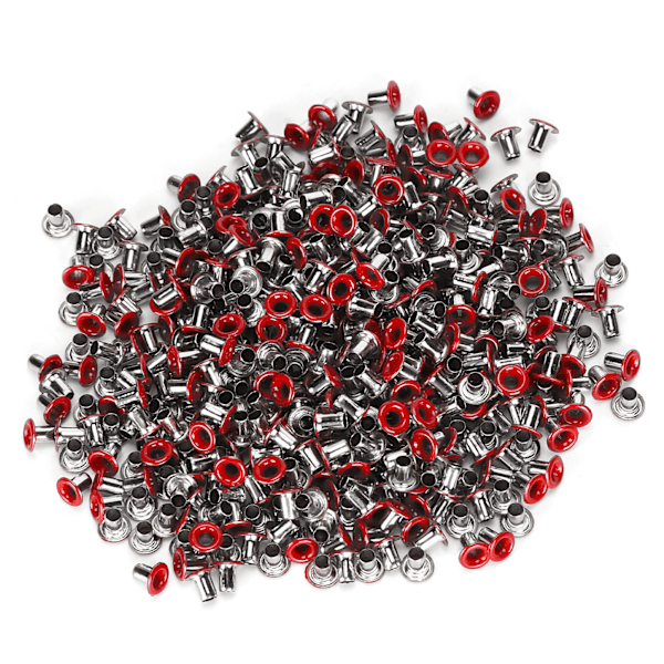 500 st Mässingsöljetter 2mm Innerhål Färgstarka Grommets Kit för Kläder Skor Väska DIY Hantverk Röd
