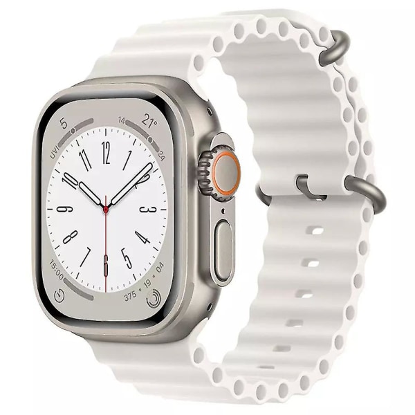 Watch Vågformad sportrem Justerbar Kompatibel för Apple Watch Ultra Ersättningsarmband White