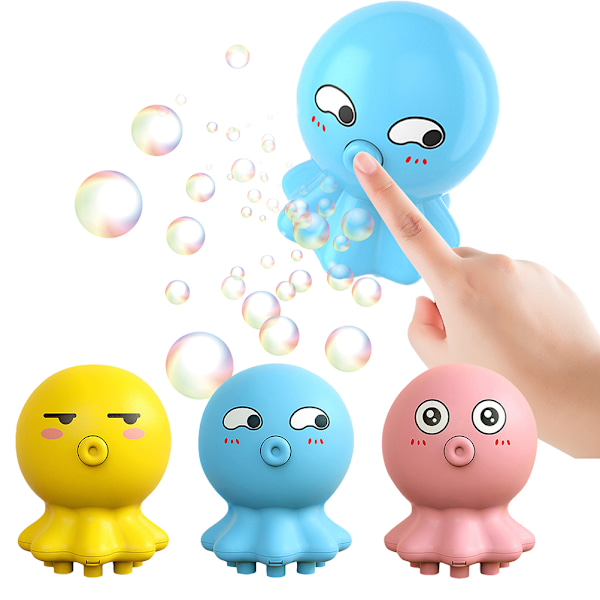 Bläckfisk bubbelmaskin för barn Automatisk bubbelmaskin med ljus bubbelblåsare med bubbellösning för pojkar Flickor Födelsedagspresenter