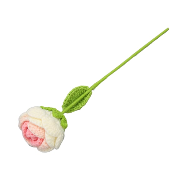 Handvävd Blomma Rosa Ros Stil Färgäkta Luktfri Söt Romantisk Virkad Blomma för Fest Högtid Årsdag