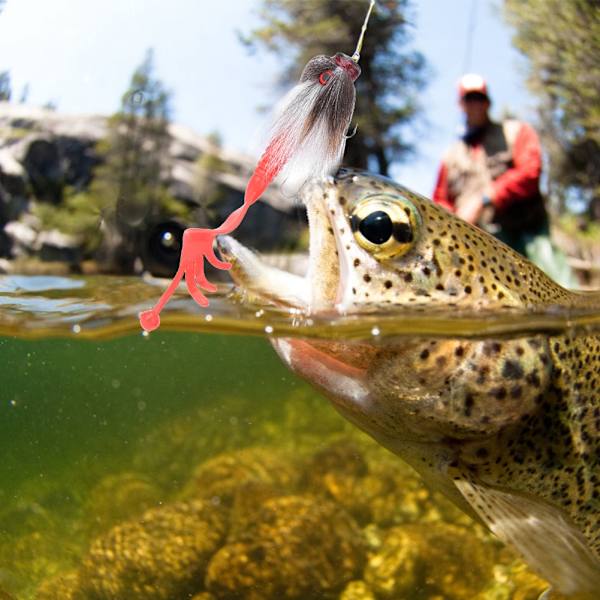 Simulering Mus Formet Harpiks Fiske Agnsoft Bait Tackle med Dobbel Treble Hook Hvit