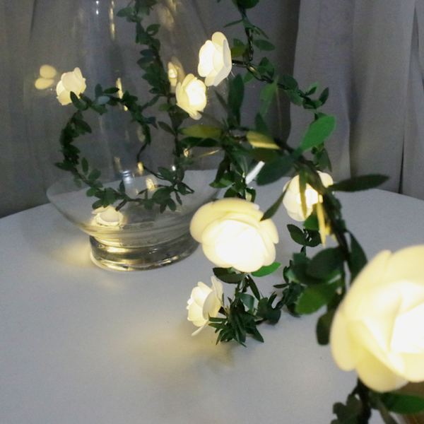 3Meter 20Leds Rose Flower LED Julgirland Fairy String Lights Batteridriven Utomhus Bröllop Trädgårdsfest dekoration