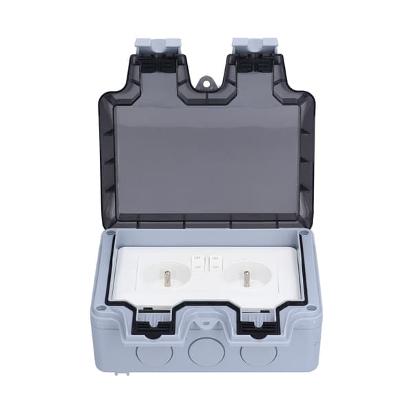 Outdoor Waterproof Socket French Standard Double Socket with Switch Accessories 250V 16A