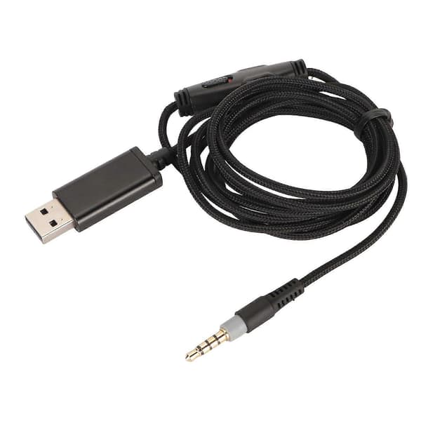 3,5 mm til USB-udskiftningskabel til hovedtelefoner med knapstyring til Logitech G633 G933 1,8 m