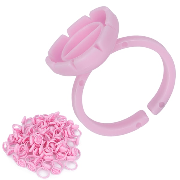 100 stk Lash Lim Holder Ring Cup Øyenvippeforlengelse Quick Blossom Cup Lash Organizer Tool Rosa