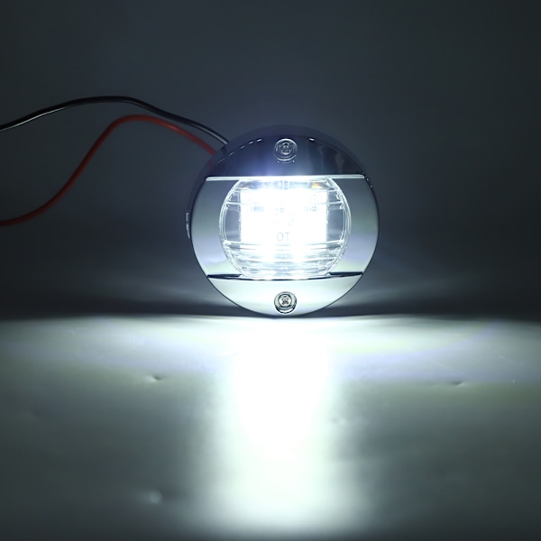 4 stk. Klar Linse LED Rund Navigation Bagbord Hvid Lys 12V Krom Vandafvisende til Båd Yacht Lastbiler