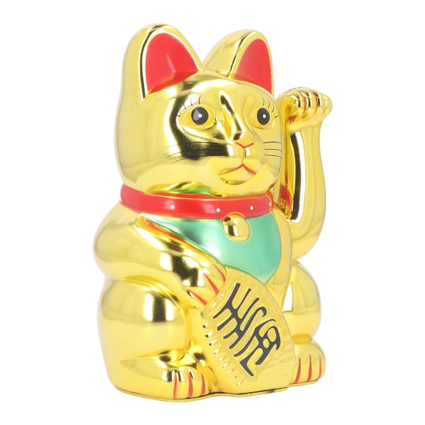 10 tums viftande förmögenhet Lucky Cat Söt Fortune Cat Staty dekoration för hem Desktop Gold