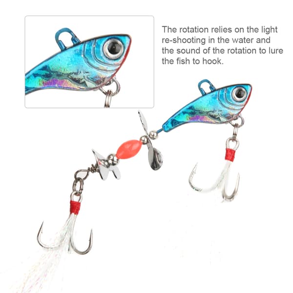 Sequin Luminous Simulation Artificial Fishing Lure with Feather Rotation VIB Fish Shape