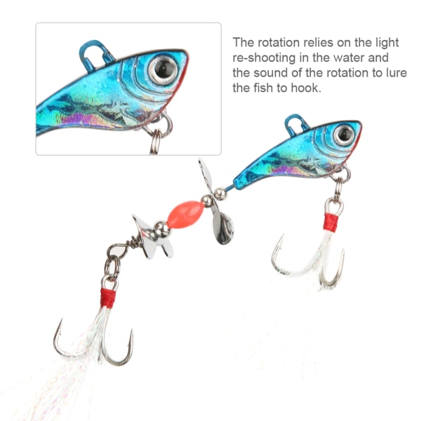 Sequin Luminous Simulation Artificiellt fiskebete med fjäderrotation VIB fiskform