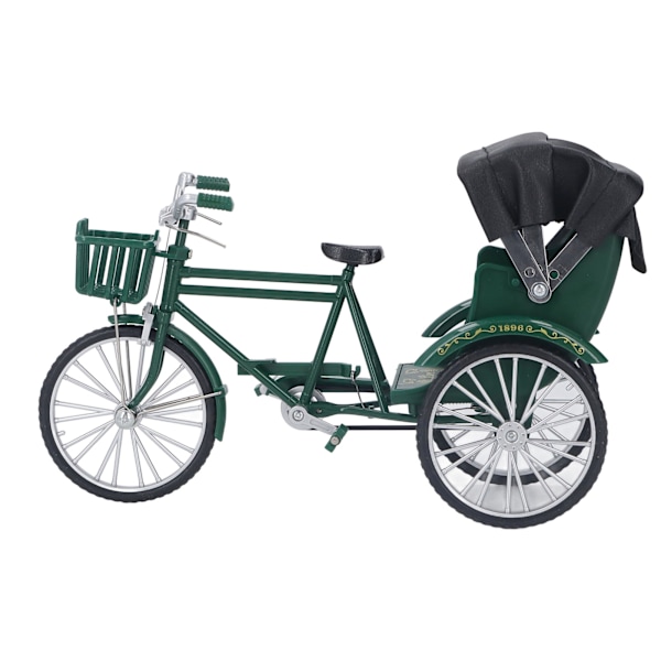 Rickshaw Modell Retro Design Dekorativ Interessant Legering 3 Hjul Rickshaw Skrivebords Ornament for Dekorasjon Grønn