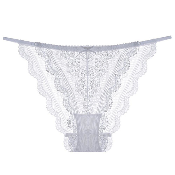 Vit spets genomskinlig G-string Tanga L
