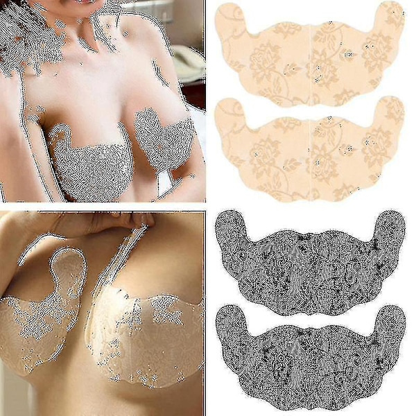 Selvklebende, usynlig brystløfttape for kvinner med blonder, gelé, U-formet bh-puter - Plus Size M (2 par)