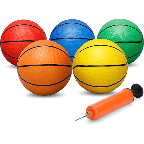 5 st 6' mini utbytbara basketbollar för mini basketbåge, inomhus lekplats Pool Beach, barnbasketbollar med pump, inomhus utomhus roliga sporter
