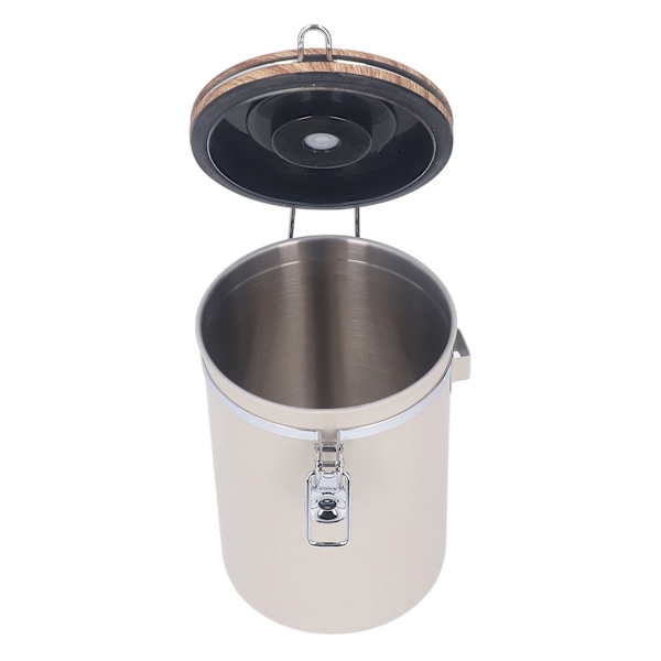 Kaffebeholder 1,8L rustfrit stål Lufttæt opbevaringsbeholder til kaffebønner med dagskontrol stålske til te, mel, korn, sukker Beige