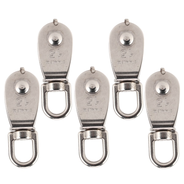 5 stk. enkel remskive ruller rustfrit stål 1500 kg leje med tykkelse 15 mm/0,6 tommer Robust hardware