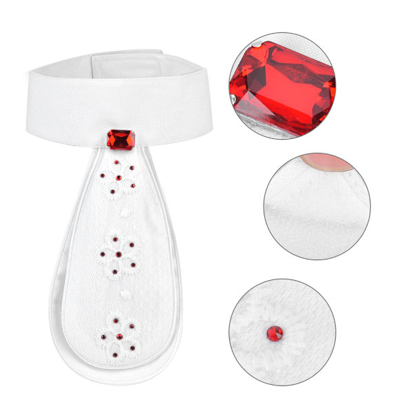 Stilful børnehestesportskrageblomst hvid slipskrage slips broche ridesport tilbehør rød rhinestones barn