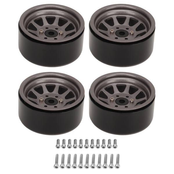 4ST RC hjulfälgset zinklegerat stål Universal 1,9 tum 10 fälgar RC Crawler bilhjulsnav för Axial SCX10 II III Titanium