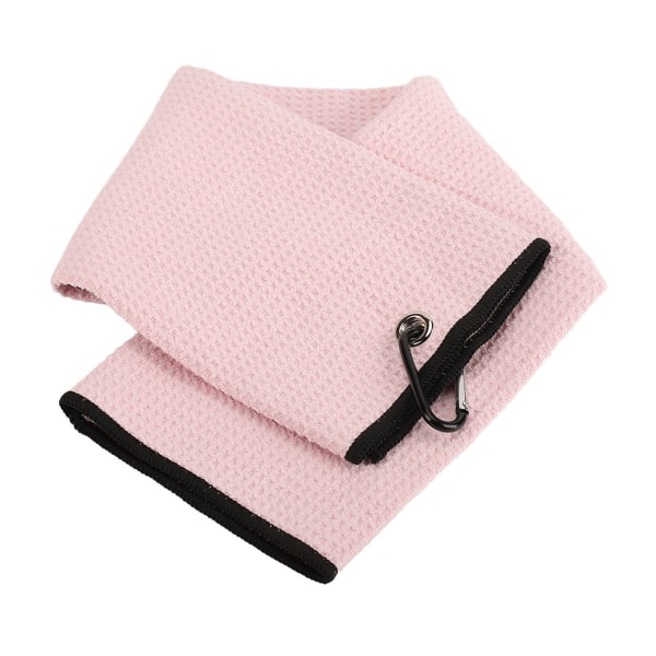 Mikrofiber Golf Håndklæde Vaffelmønster Fitness Svedabsorption Håndklæder med Karabinhage til Træning Sport Pink